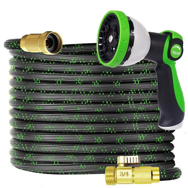 ITOPFOX 3/4 in. Dia x 50 ft. Flexible Light-Weight Garden Water Hose with 10 Function Hose Nozzle Sprayer, RV, Marine, Green