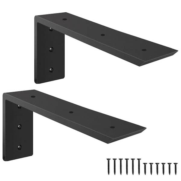 12 in. L Matte Black Heavy Duty Hidden Countertop Support Bracket for Granite Quartz Wood Concrete Laminate 2 Pack