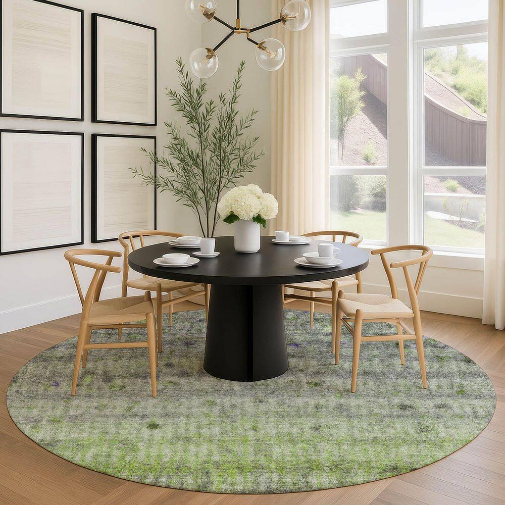 Chantille Machine Washable Indoor/Outdoor Abstract ACN2315 Green 8 ft. x 8 ft. Round Rug price history on PriceWatchPro