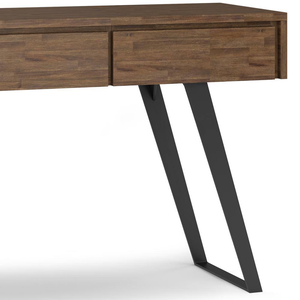 Rustic Natural Aged Brown Acacia & Metal Industrial Console with Storage