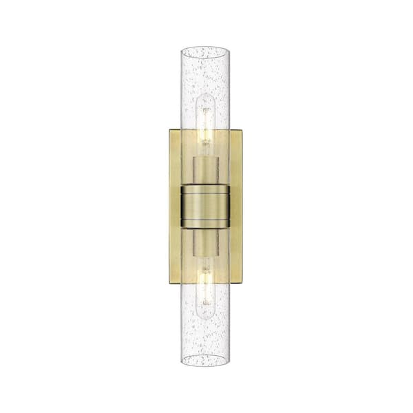 Innovations Ballston Urban 18 in. 2-Light Antique Brass Vanity Light with Glass Shade
