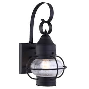 1- Light Matte Black Outdoor Wall Lantern Sconce