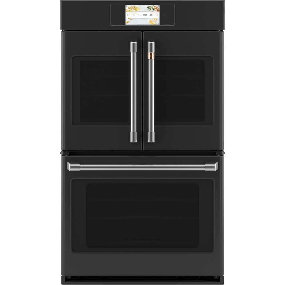Cafe 30 in. Smart Double Electric French-Door Wall Oven with Convection Self Cleaning in Matte Black, Fingerprint Resistant, Fingerprint Resistant Matte Black