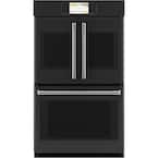 30 in. Smart Double Electric French-Door Wall Oven with Convection Self Cleaning in Matte Black, Fingerprint Resistant