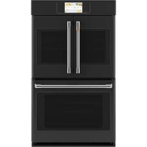 30 in. Smart Double Electric French-Door Wall Oven with Convection Self Cleaning in Matte Black, Fingerprint Resistant