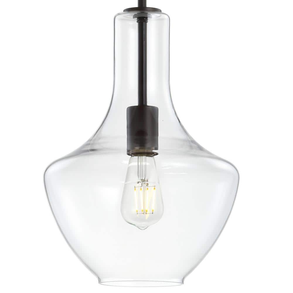 Watts 10.5" Clear Glass and Bronze LED Pendant Light