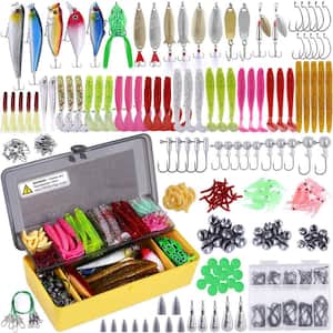 302-Piece Fishing Lures Baits Tackle Kit with Crankbaits, Spinnerbaits, Plastic Worms, Jigs, Tackle Box and More
