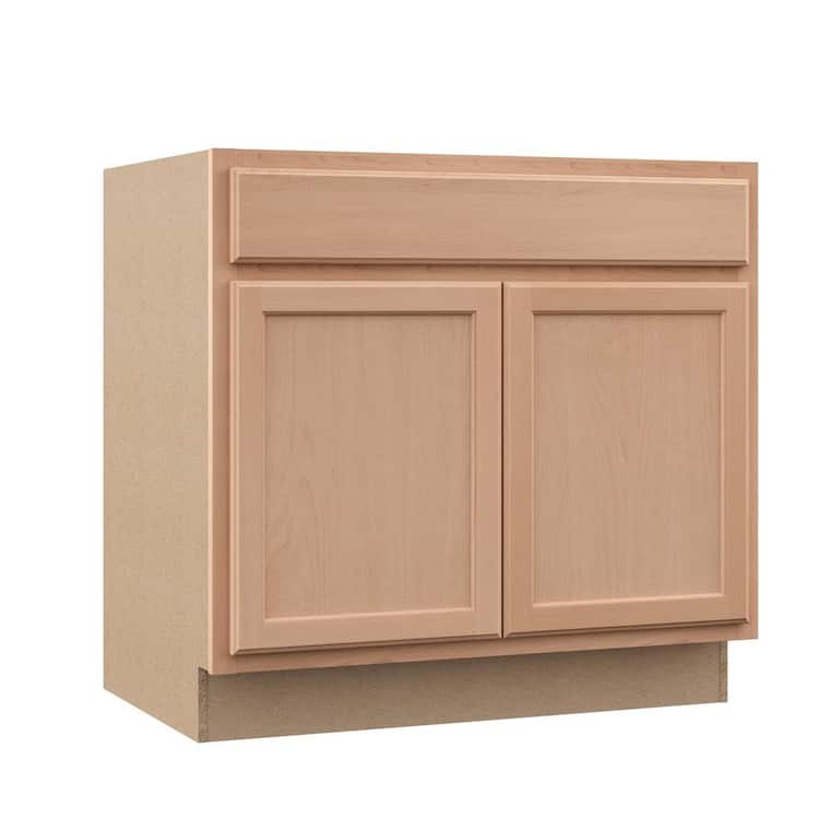 Hampton Bay Recessed Panel 36 in. W x 24 in. D x 34.5 in. H Assembled Sink Base Kitchen Cabinet in Unfinished