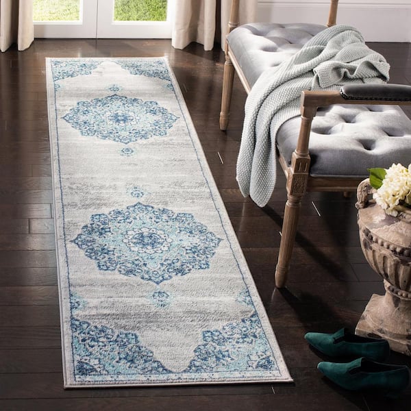 Brentwood Navy/Light Gray 2 ft. x 8 ft. Geometric Runner Rug