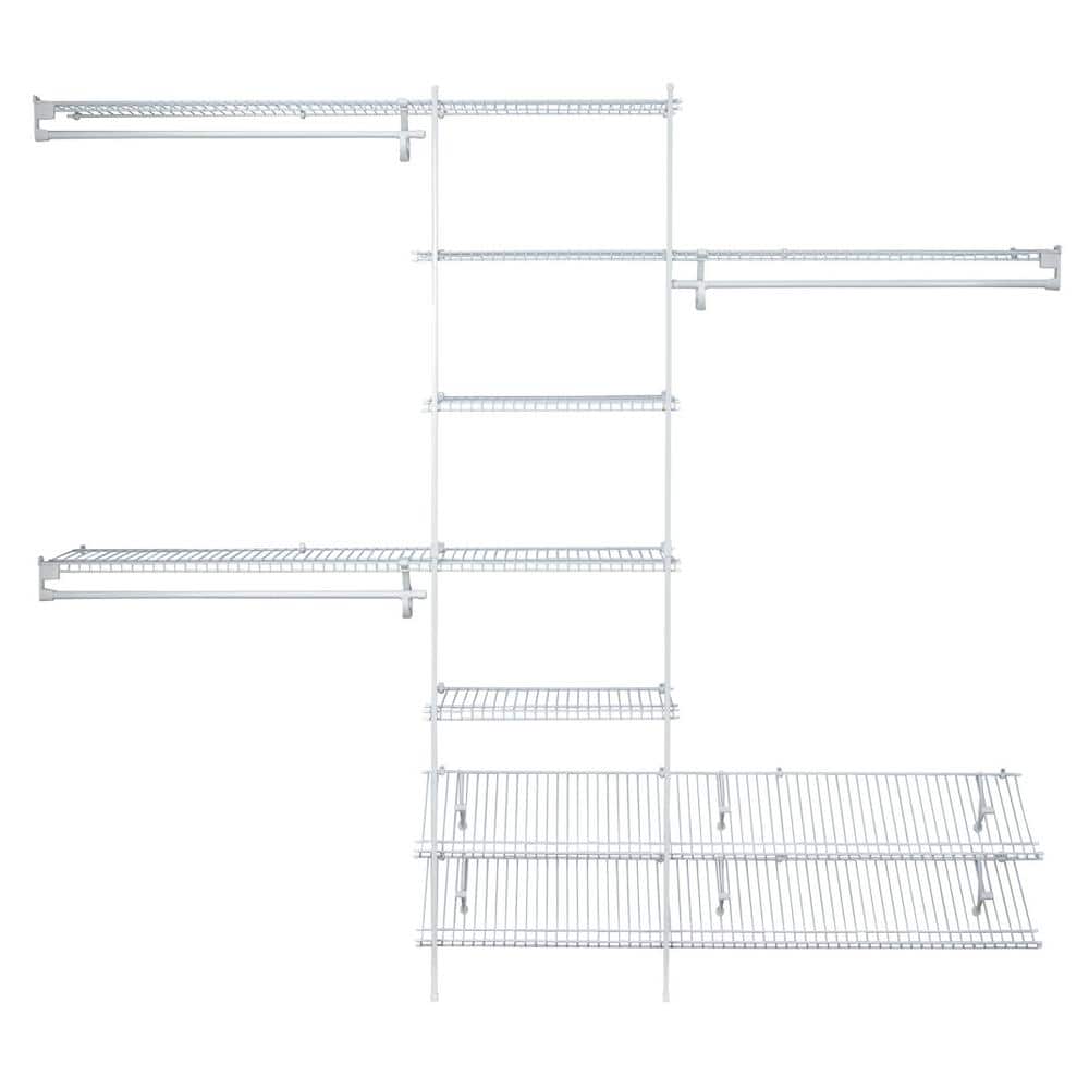White Ventilated Steel 5ft to 8ft Closet Organizer Kit