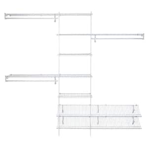 SuperSlide 5 ft. to 8 ft. 12.9 in. D x 96 in. W x 86.3 in. H White Ventilated Wire Steel Closet System Organizer Kit