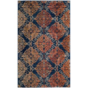 Evoke Blue/Orange Doormat 3 ft. x 5 ft. Geometric Area Rug