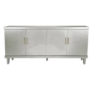 70.07 in. W x 15.75 in. D x 32.28 in. H Champagne Silver Linen Cabinet with 4 Doors