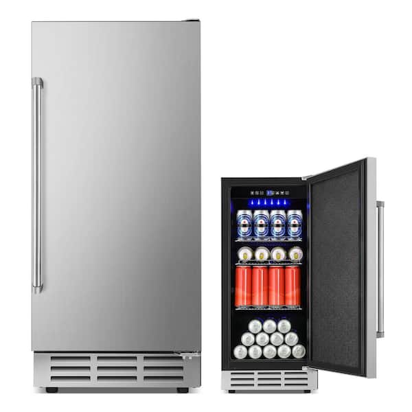 3.1 cu.ft. 128-Cans Built-In/Freestanding Outdoor Cooler Fridge In Stainless Steel, Antifouling, Waterproof