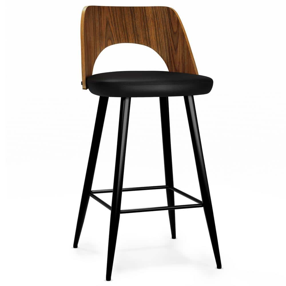 Micah Black Metal and Wood Counter Height Stool Set