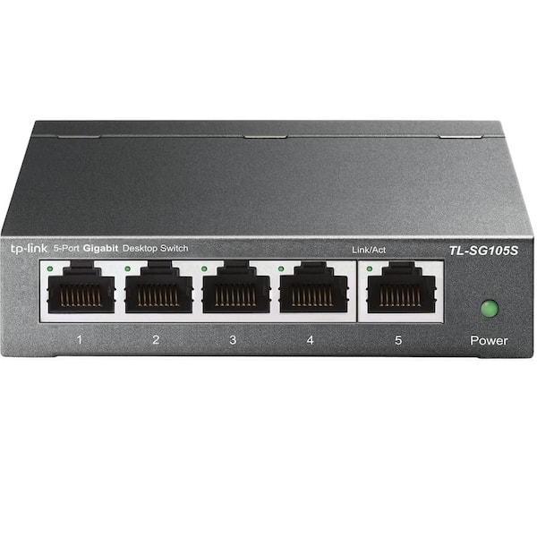 5 Port Unmanaged Ethernet Network Switch Ethernet Splitter Plug and Play in  Gray