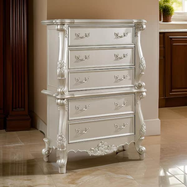 Champagne Gold 5-Drawers 42 in. Dresser Without Mirror