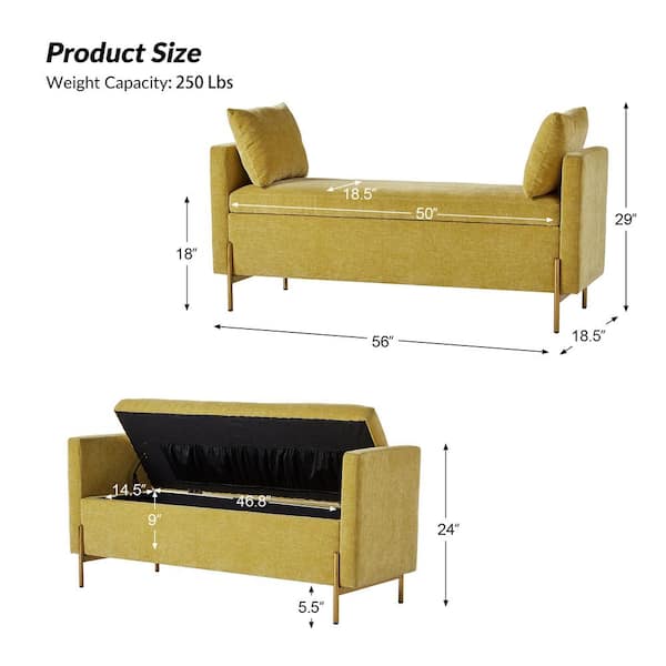 JAYDEN CREATION Claudius Modern Mustard Upholstered Flip Top