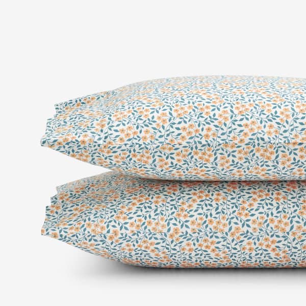 The Company Store Company Cotton Serene Floral White Multi Cotton Percale King Pillowcase (Set of 2)