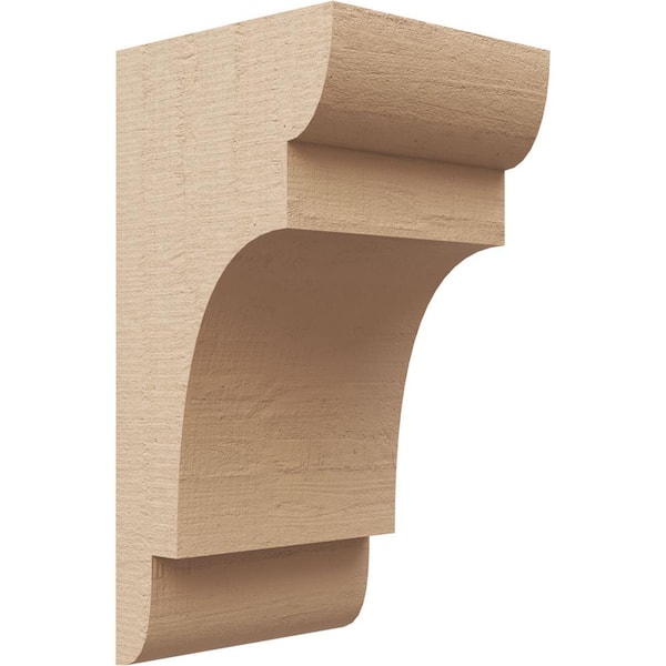 Ekena Millwork 6 in. x 6 in. x 12 in. Series 2 Wide New Brighton Rough Cedar Woodgrain Timberthane Polyurethane Corbel, Primed Tan