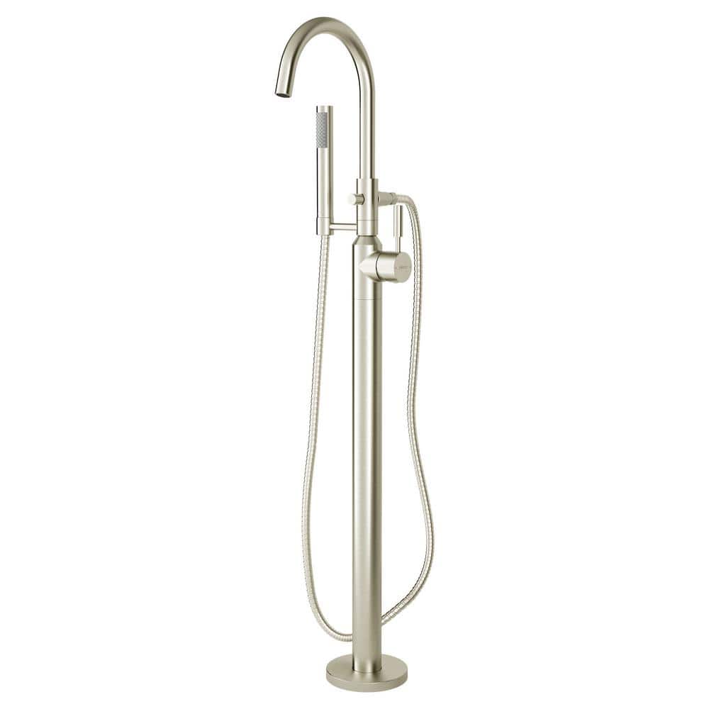 Brushed Nickel Freestanding Tub Filler with Hand Shower