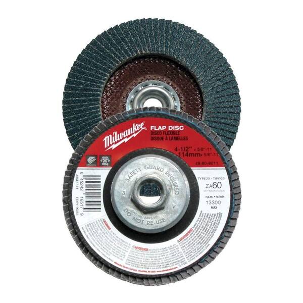 Milwaukee 4-1/2 in. x 5/8 in.-11 in. 60-Grit Flap Disc (Type 29)