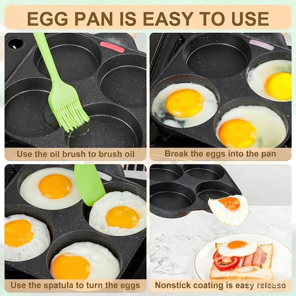 Wudkey Egg Frying Pan, 4-Cup Egg Pan Nonstick, Fried Egg Pan