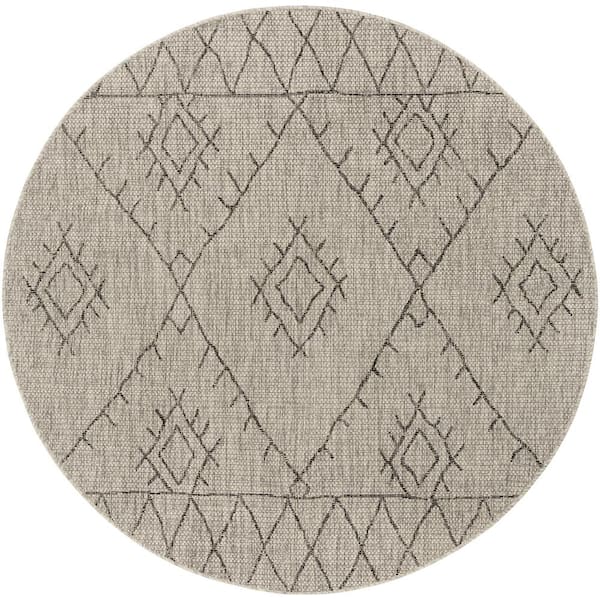 Danu Black 5 ft. 3 in. Round Indoor/Outdoor Area Rug