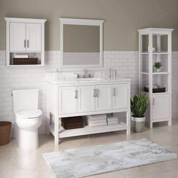 CRAFT + MAIN Hollis 24-in x 28-in x 8-in White Soft Close Bathroom Wall Cabinet