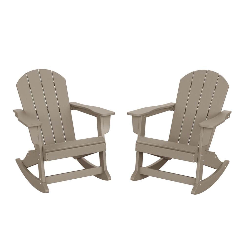 Laguna 2-Pack Fade Resistant Outdoor Patio HDPE Poly Plastic Classic Adirondack Porch Rocking Chairs in Weathered Wood price history on PriceWatchPro