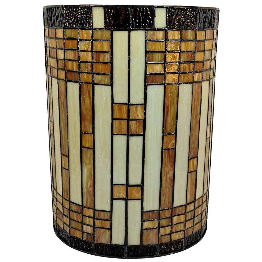 Tiffany Style Brown and Yellow Geometric Stained Glass Wall Sconce