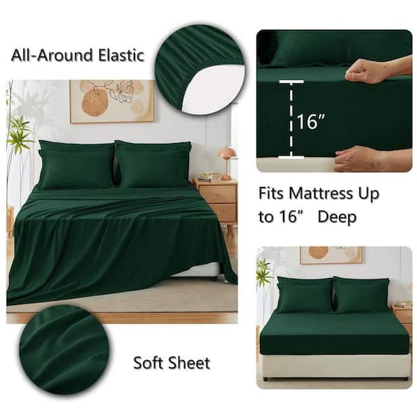 Comforter Case とSheet Solid Emerald Green 7 Pieces Comforter Set Microfiber Full Size