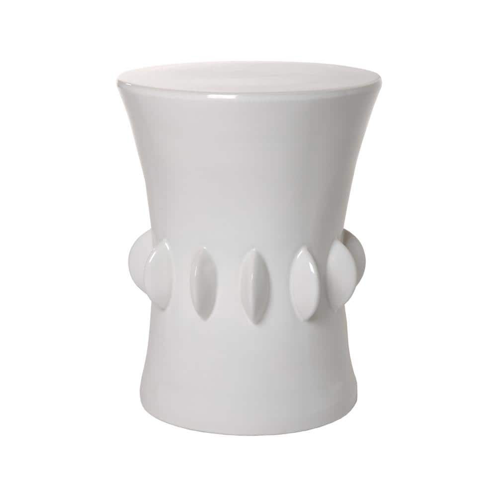 Emissary 17 5 In Jewel White Ceramic Garden Stool 1252WT The Home Depot   Emissary Outdoor Side Tables 1252wt 64 1000 