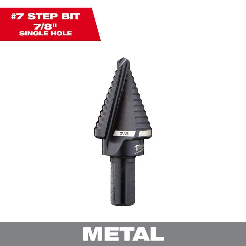 くりすてるStepOn Milwaukee 7/8 in. #7 Black Oxide Step Drill Bit (1-Step) 48-89