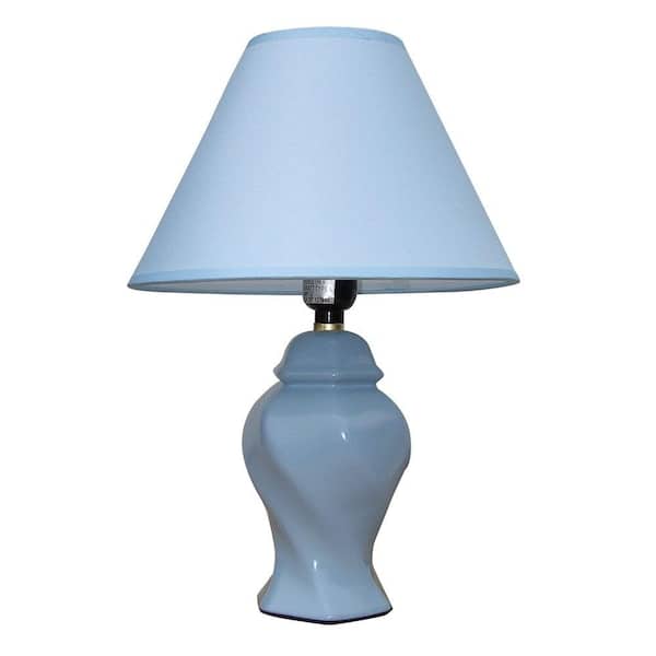 ORE International 15 in. Ceramic Blue Table Lamp