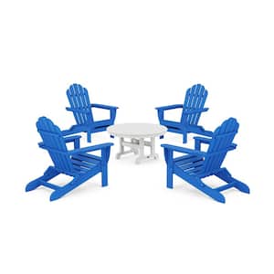 Monterey Bay 5-Piece Plastic Patio Conversation Set in Pacific Blue Folding Adirondack Chair