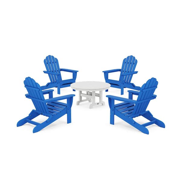 Trex Outdoor Furniture Monterey Bay 5-Piece Plastic Patio Conversation Set in Pacific Blue Folding Adirondack Chair