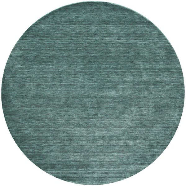 Green 8' Round ft. Woven Solid Color Round Indoor Area Rug