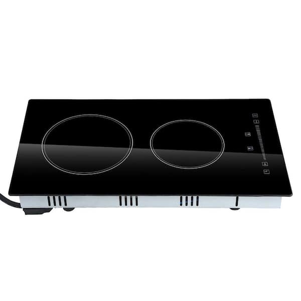 Electric Stove Top, 2 Burners, 110V Glass Radiant Cooktop with Sensor Touch Control, Timer, Child Lockand9 Power Levels