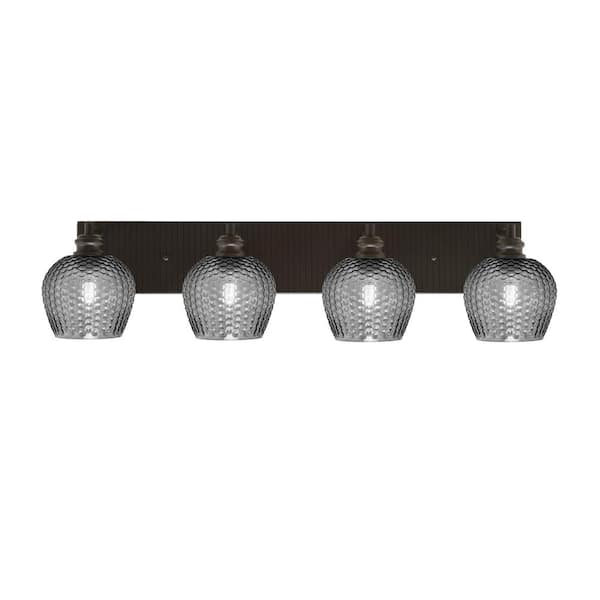 Unbranded Albany 33 in. 4 Light Espresso Vanity Light with Smoke Textured Glass Shades