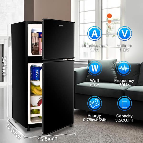 16 in. 3.5 cu. ft. Retro Mini Refrigerator in Black with Compact