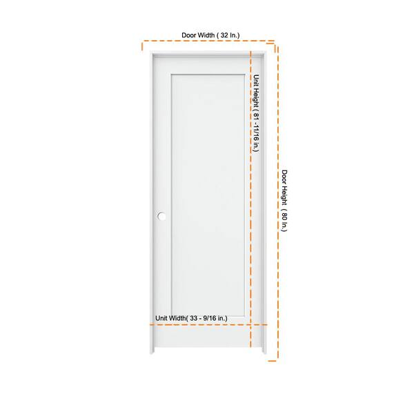 JELD-WEN 32 in. x 80 in. Madison White Painted Right-Hand Smooth