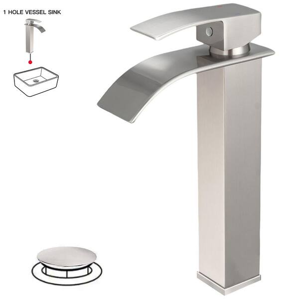 SENLESEN Single Handle Waterfall Bathroom Vessel Faucet - Modern Vanity Sink Faucet For Countertop