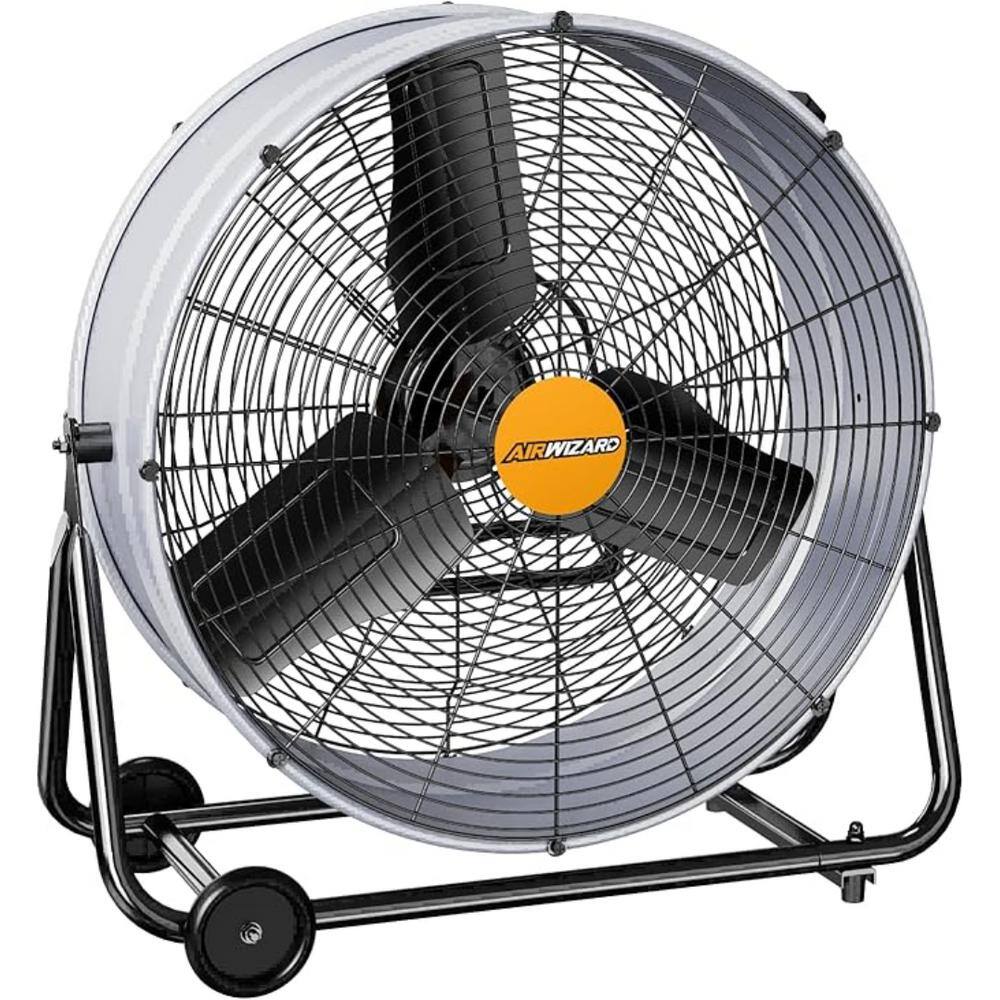 24 in. Industrial Drum Fan, 8500CFM High Velocity Heavy Duty Metal Floor Fan Powerful 3 Speeds