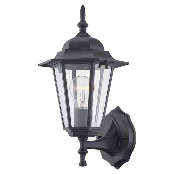 Hukoro 14.38 in. H 1-Light Matte Black Hardwired Outdoor Wall Lantern Sconce