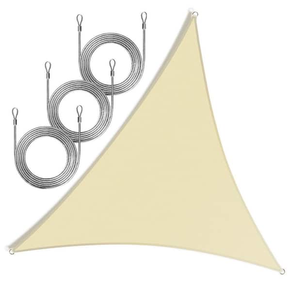 ROYAL SHADE 10 ft. x 10 ft. x 10 ft. Triangle Sun Shade Sail with Rope-Beige
