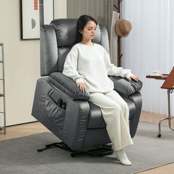 Power Lift Recliner Chair for Elderly, Electric Massage Chair Recliner with Remote Controllers, Gray