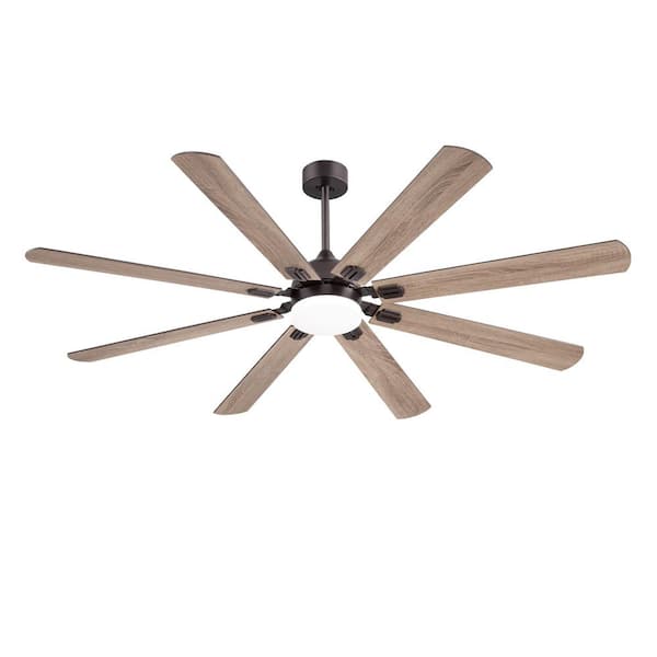 72 in. Brown Indoor/Outdoor Downrod/Angled Mount Standard Ceiling Fan with Two-Tone Blades and Integrated LED Light Kit
