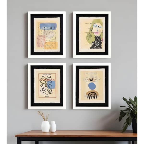 4 Piece Framed Graphic Print Abstract 15.00 in. x 13.00 in.