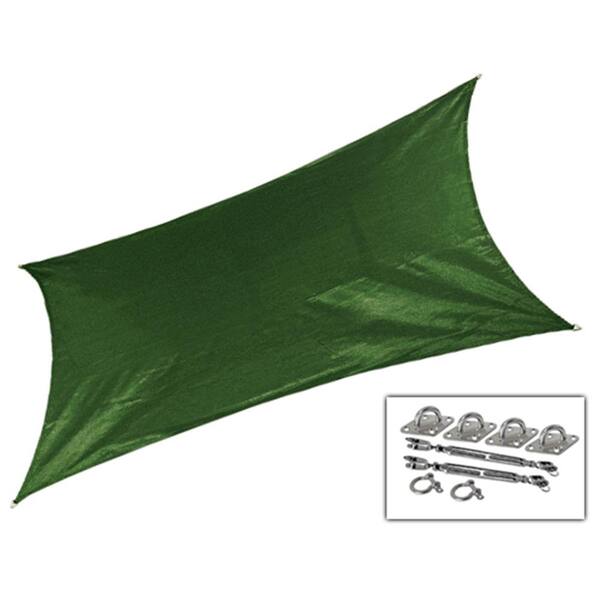 Coolaroo 12 ft. x 10 ft. Olive Green Rectangle Ultra Shade Sail with Kit